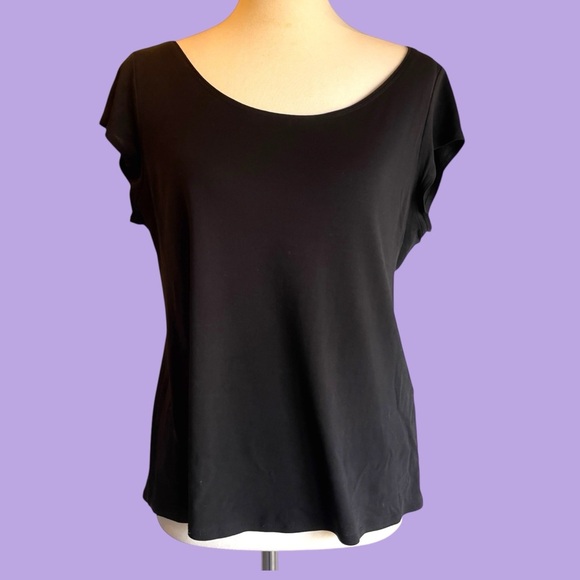 Eileen Fisher black silk boxy top Large - Picture 1 of 10